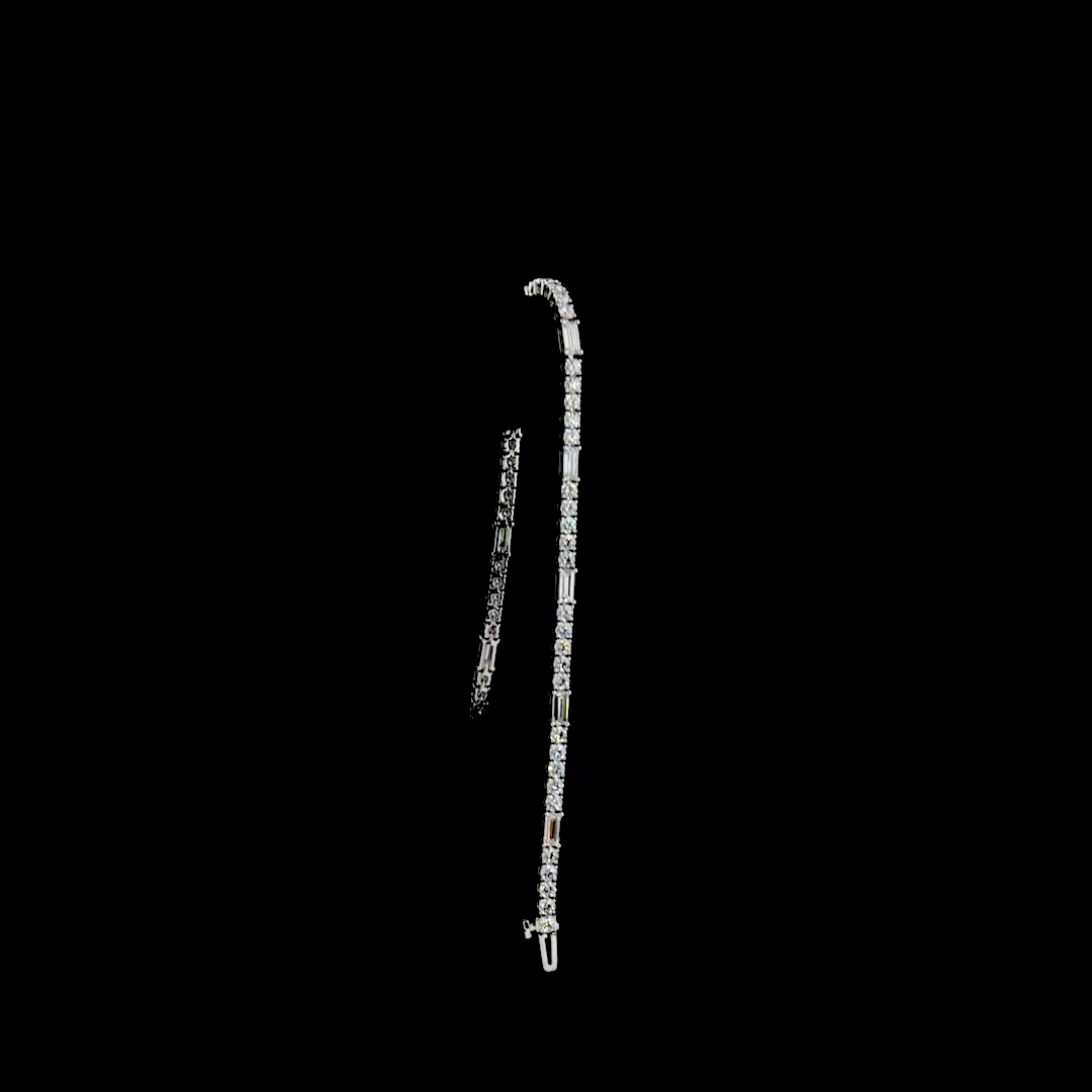 4.23 CTTW MIX Lab Diamond Station Line Tennis Bracelet 7" 14k White Gold