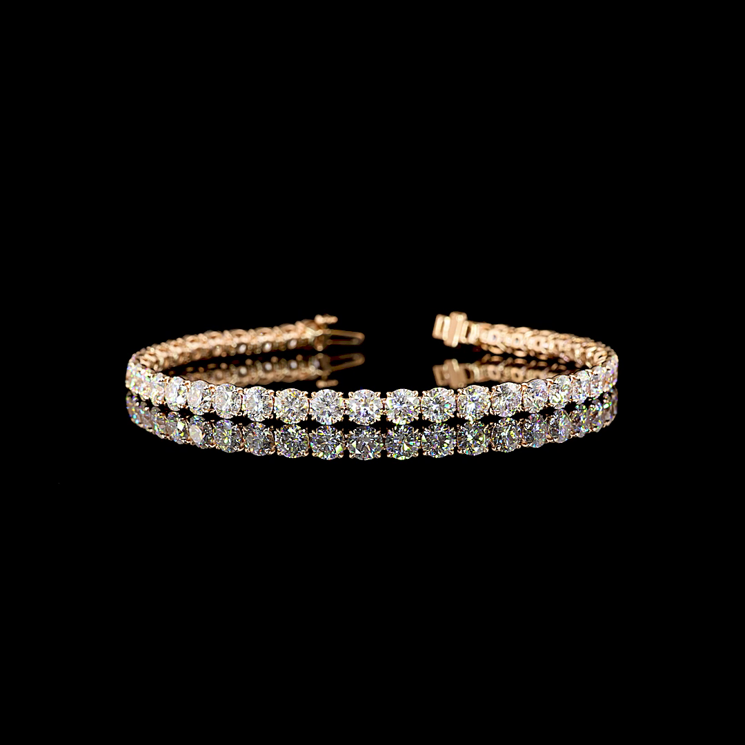 16.47 CTTW Round Lab Diamond Tennis Bracelet 7.75" 14k Rose Gold (E Color and VS1 Clarity)