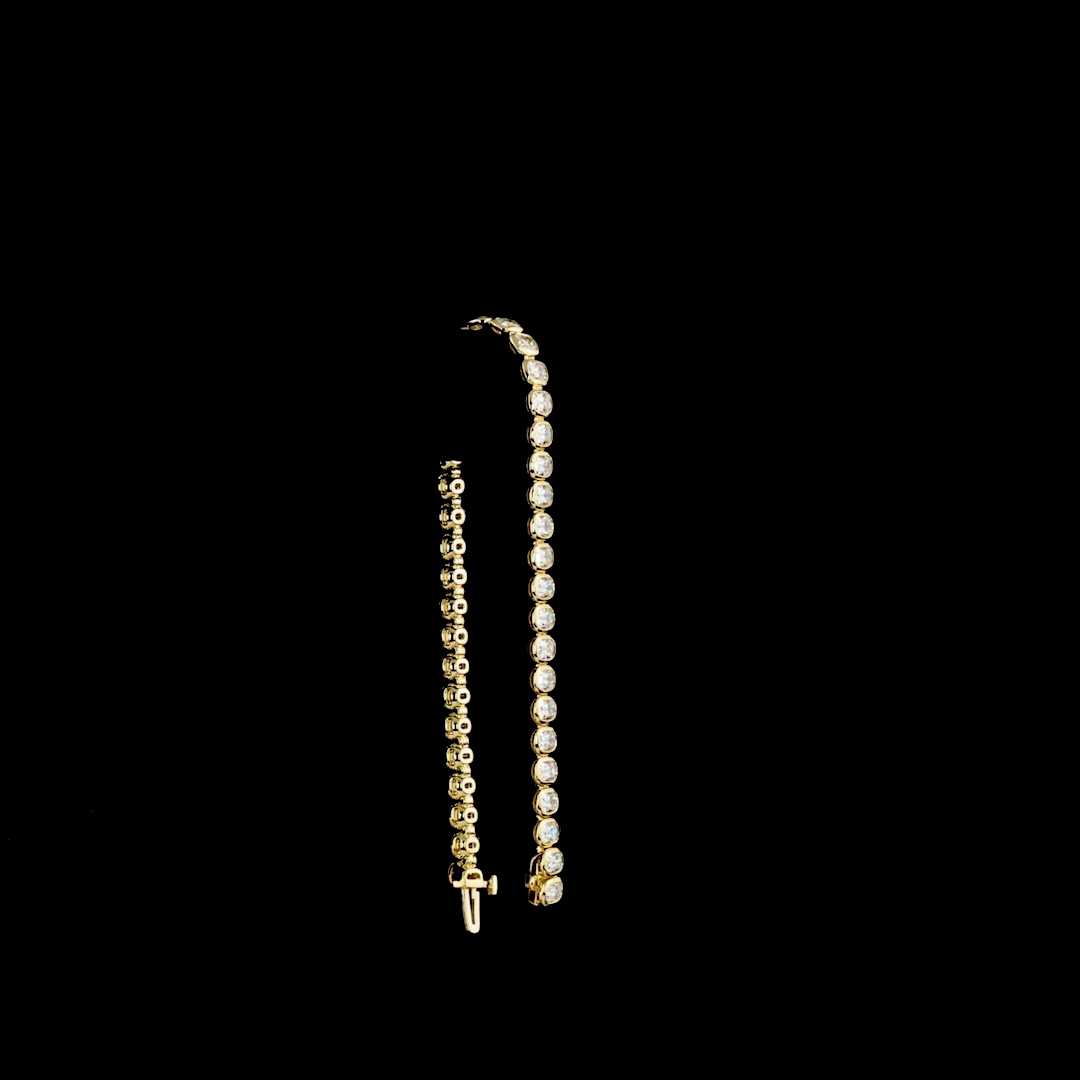 8.69 CTTW Antique Cushion Lab Diamond Tennis Bracelet 7" 14k Yellow Gold