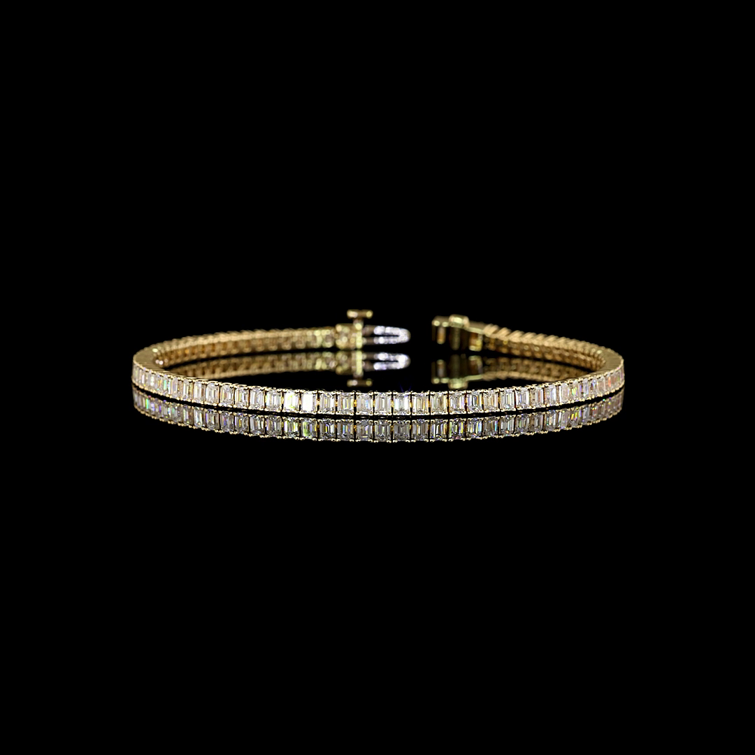4.18 CTTW Emerald Lab Diamond Tennis Bracelet 7"