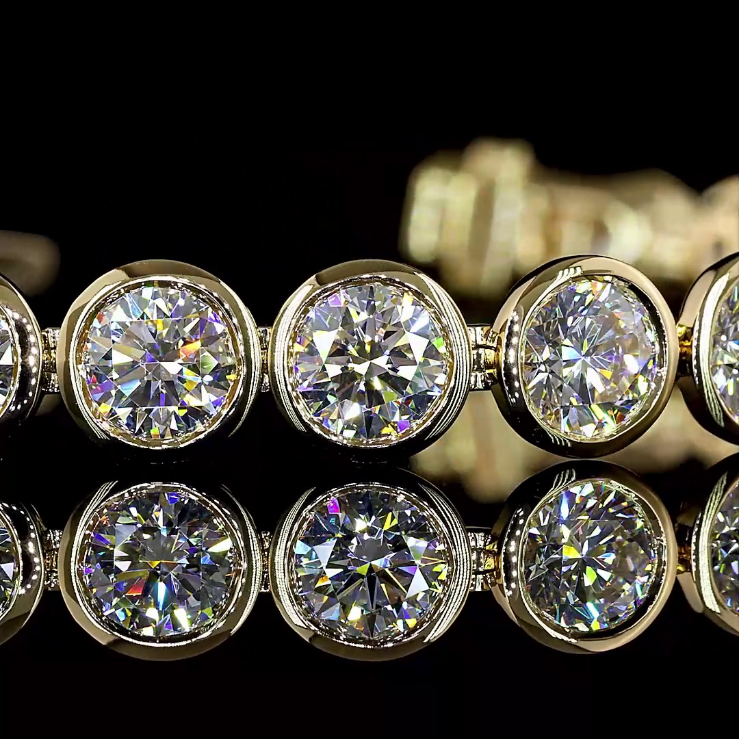 13.38 CTTW Round Lab Diamond Tennis Bracelet 6.5" 14k Yellow Gold