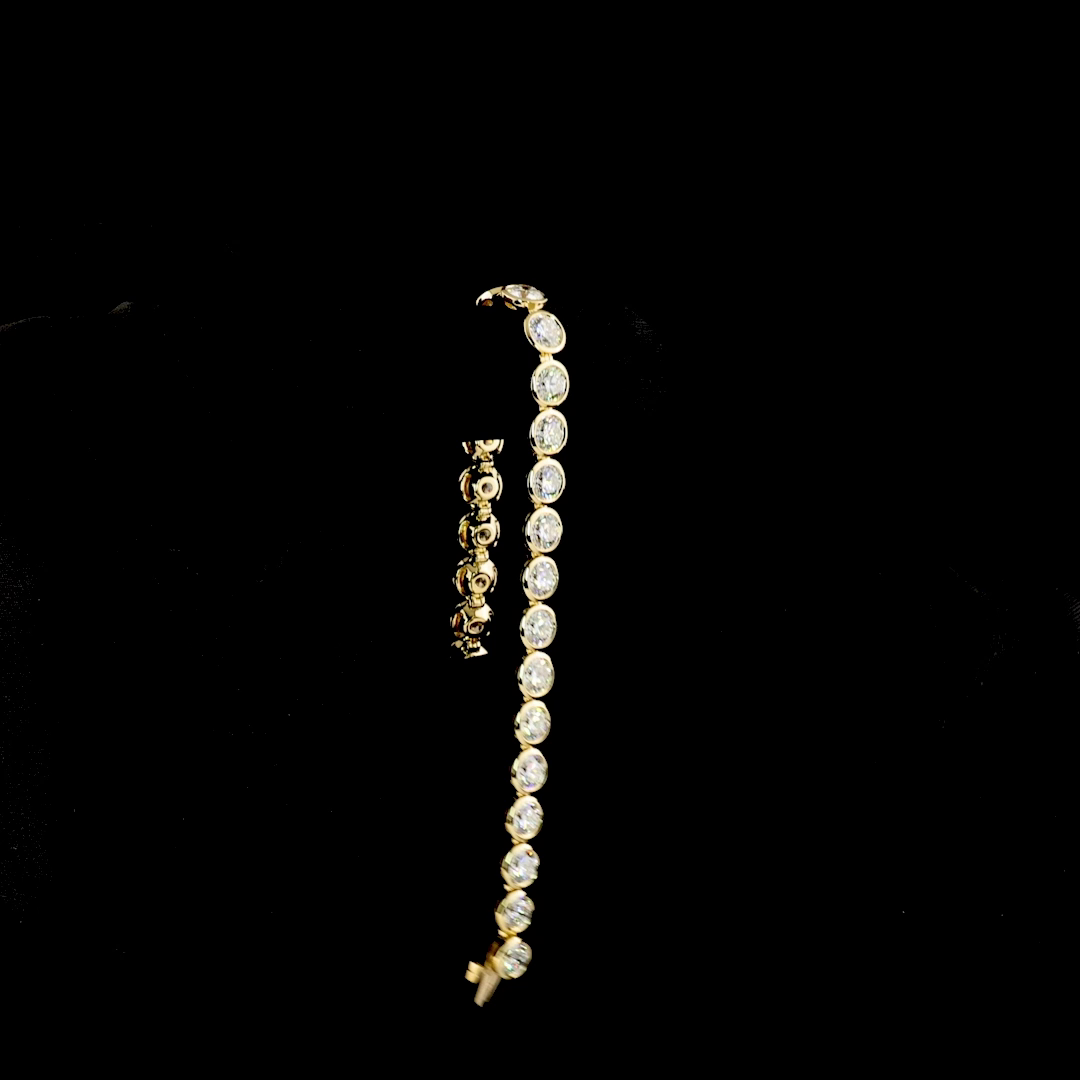 13.38 CTTW Round Lab Diamond Tennis Bracelet 6.5" 14k Yellow Gold