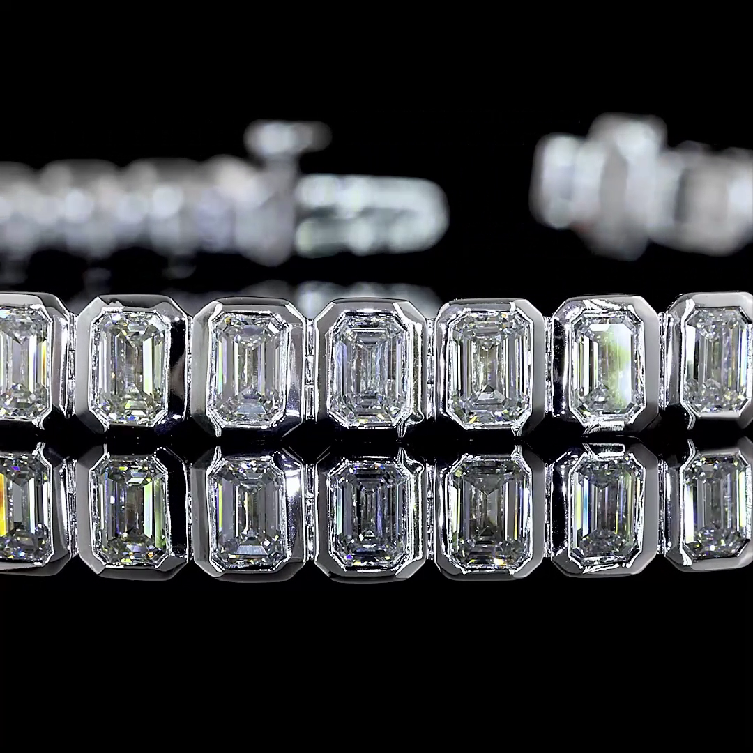 7.33 CTTW Emerald Lab Diamond Tennis Bracelet 7"