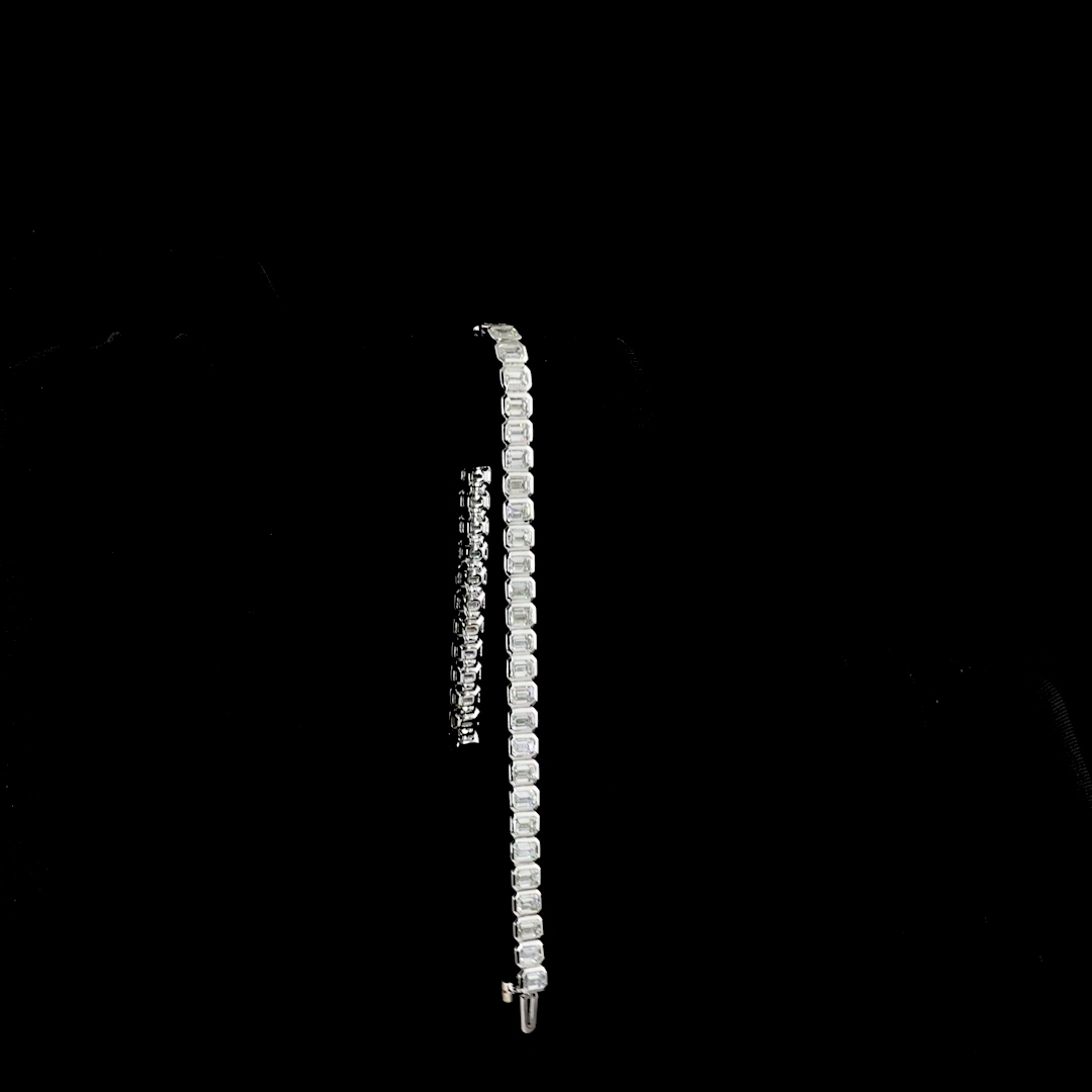 7.33 CTTW Emerald Lab Diamond Tennis Bracelet 7"