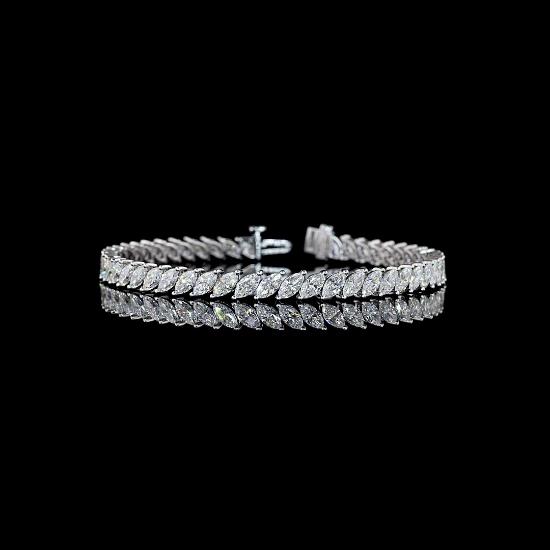 8.32 CTTW Marquise Lab Diamond Tennis Bracelet 7"