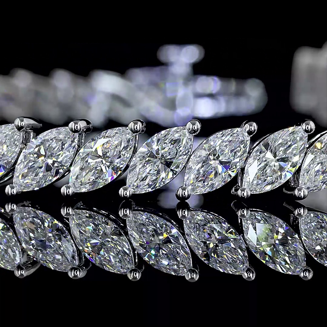 8.32 CTTW Marquise Lab Diamond Tennis Bracelet 7"