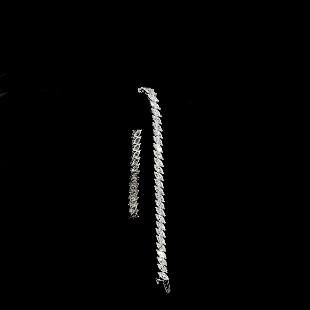 8.32 CTTW Marquise Lab Diamond Tennis Bracelet 7"