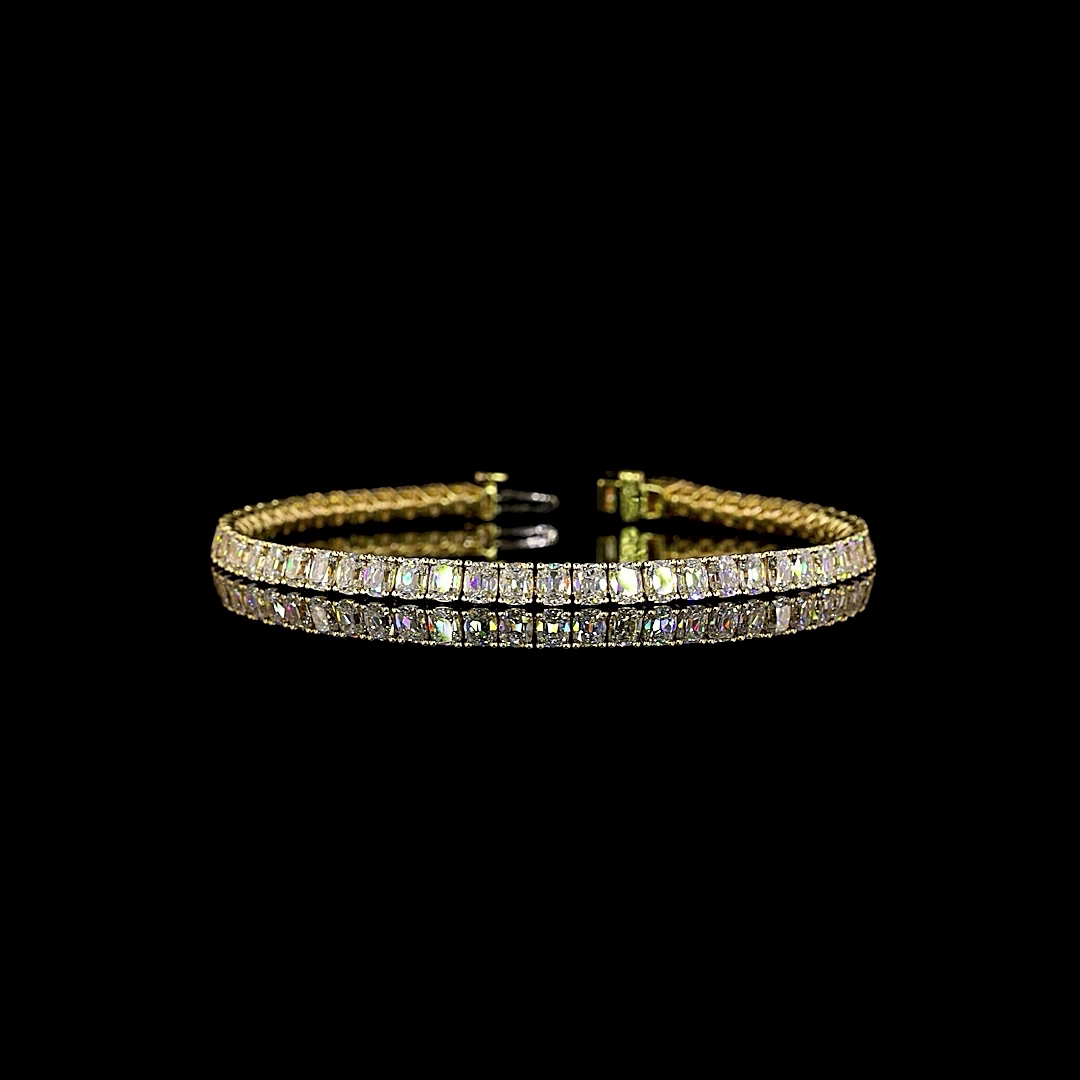 9.28 CTTW Antique Cushion Lab Diamond Tennis Bracelet 7"