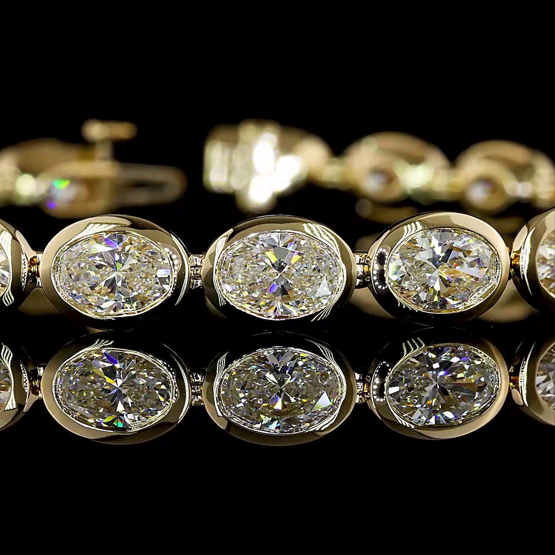 15.51 CTTW Oval Lab Diamond Tennis Bracelet (D Color and VS1 Clarity)