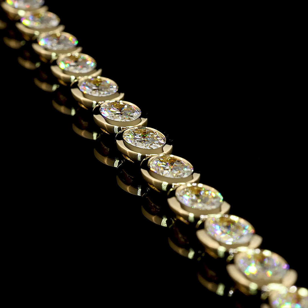 15.51 CTTW Oval Lab Diamond Tennis Bracelet (D Color and VS1 Clarity)