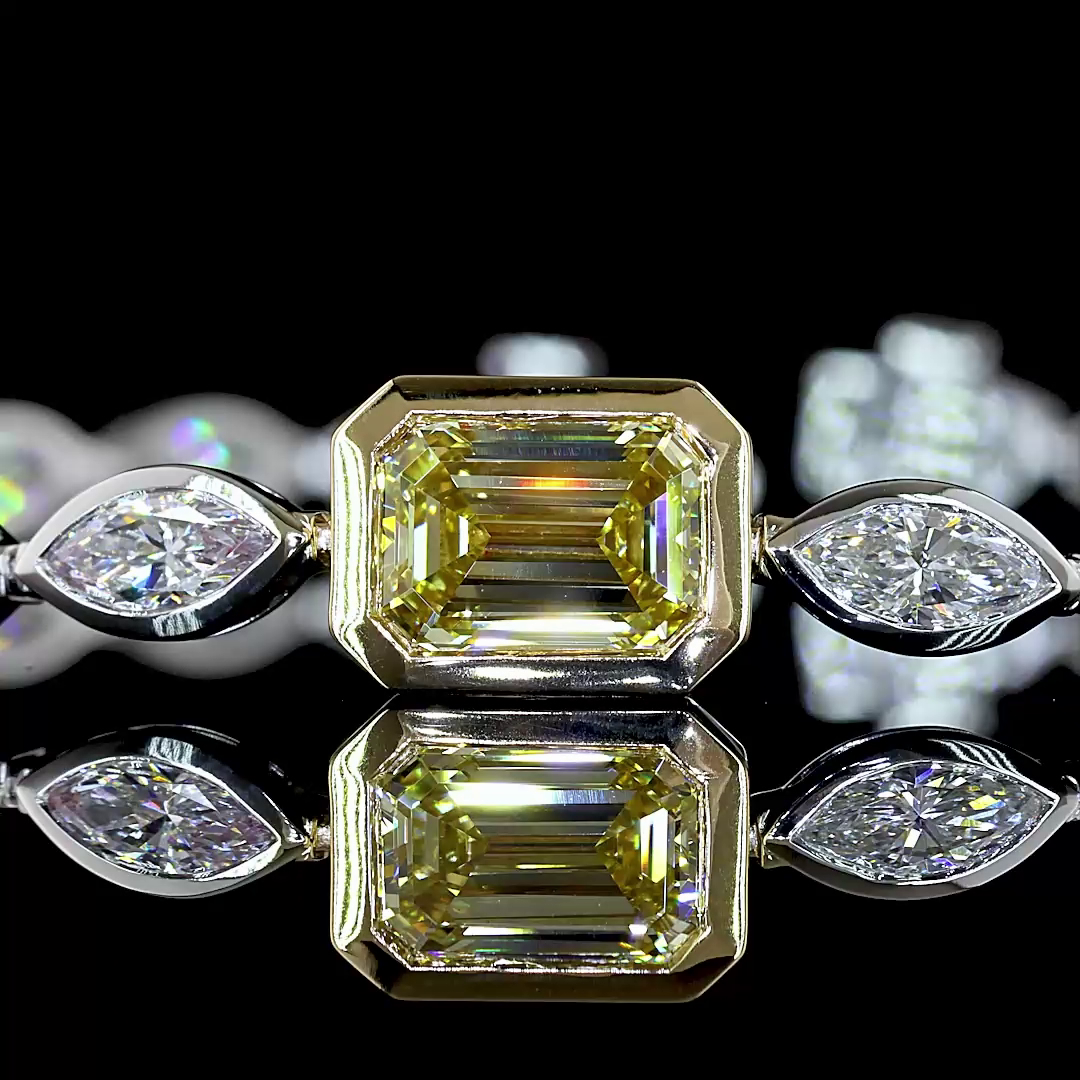 6.09 CTTW Emerald Lab Diamond Tennis Bracelet (Fancy Vivid Yellow Color and VS1 Clarity)