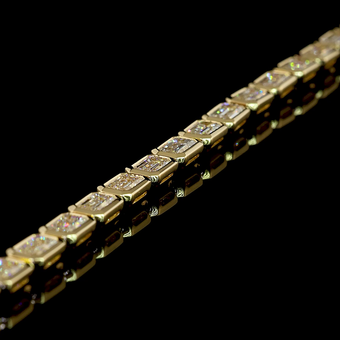 7.24 CTTW Emerald Lab Diamond Tennis Bracelet (F Color and VVS2 Clarity)