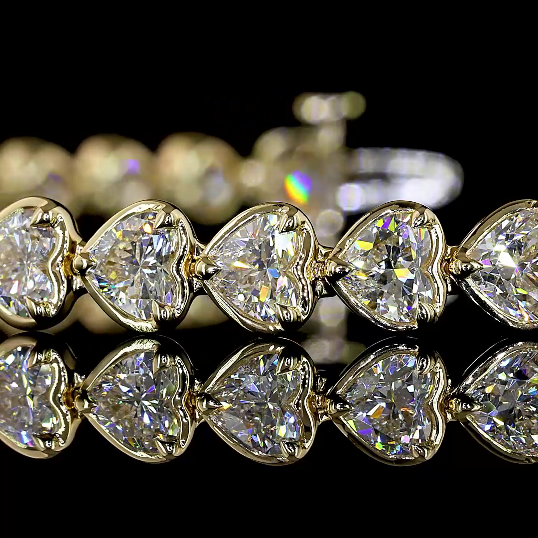 8.45 CTTW Heart Lab Diamond Tennis Bracelet (E Color and VS1 Clarity)