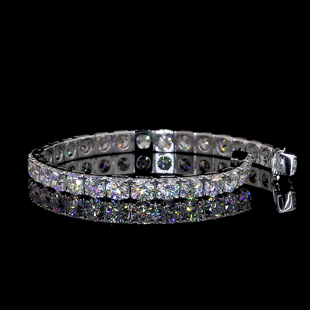 16.94 CTTW Round Lab Diamond Tennis Bracelet 6.75" 14k White Gold (F Color and VS2 Clarity)