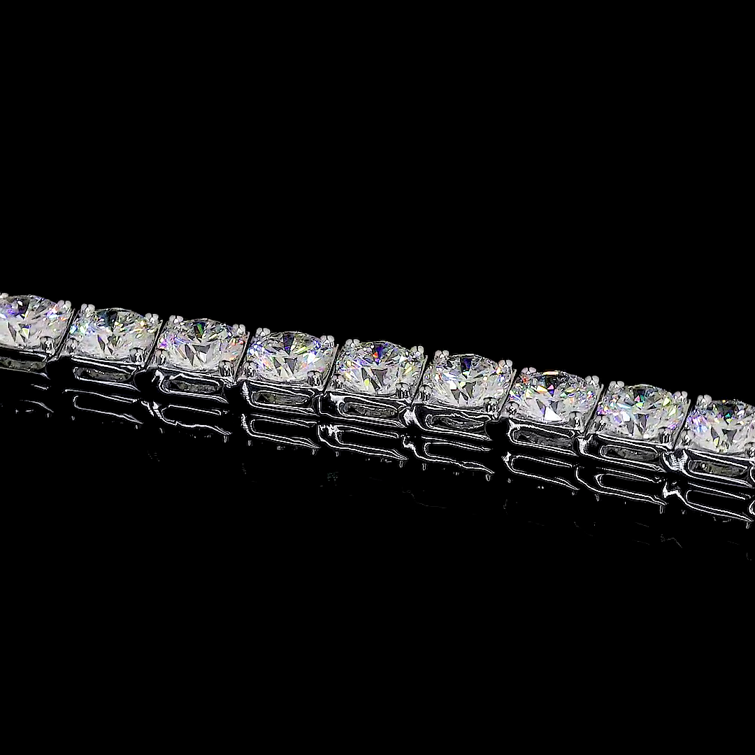 16.94 CTTW Round Lab Diamond Tennis Bracelet 6.75" 14k White Gold (F Color and VS2 Clarity)