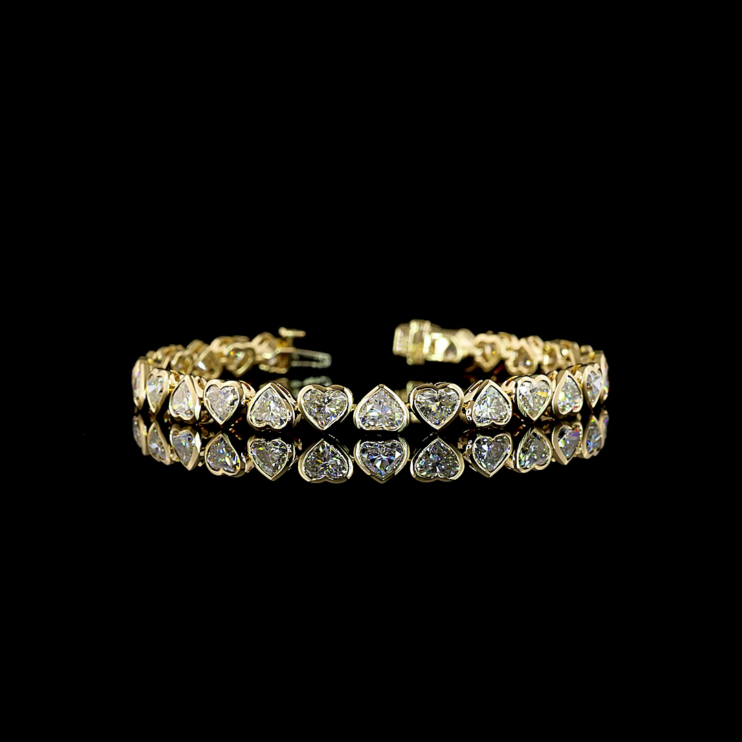14.36 CTTW Heart Lab Grown Diamond Tennis Bracelet 7" (E Color and VS1 Clarity)