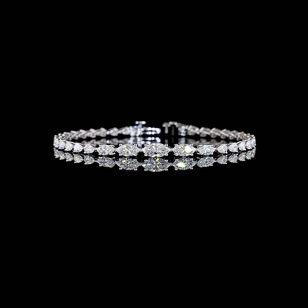 4.42 CTTW Marquise Lab Diamond Riviera Bracelet (E Color and VS1 Clarity)