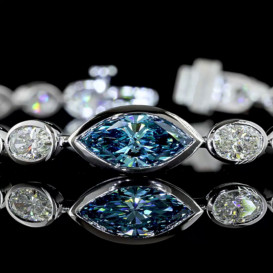 8.02 CTTW Marquise Lab Diamond Tennis Bracelet (E Color and VS Clarity)