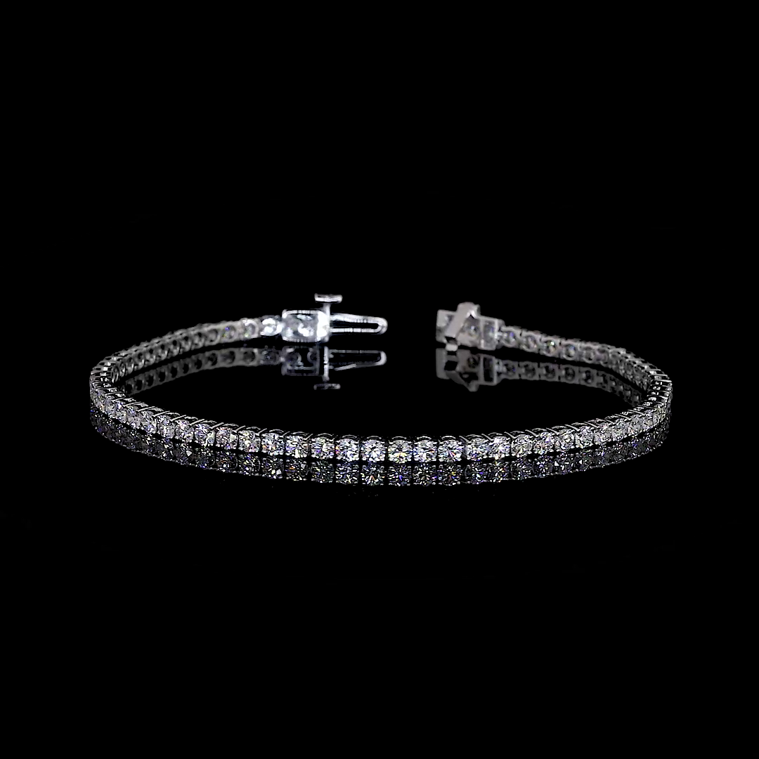 3.48 CTTW Round Lab Diamond Tennis Bracelet 6.75" 14k White Gold (E Color and VS1 Clarity)