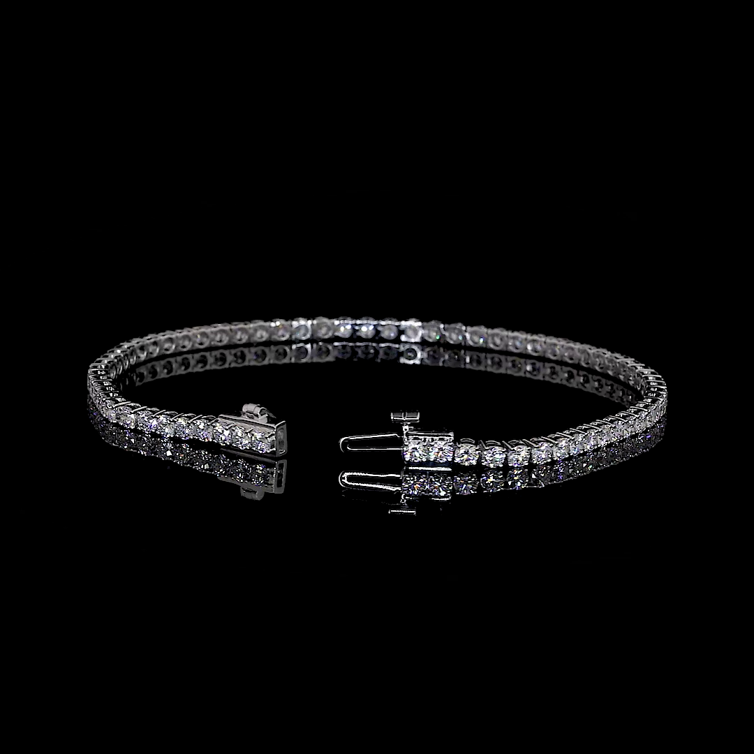 3.48 CTTW Round Lab Diamond Tennis Bracelet 6.75" 14k White Gold (E Color and VS1 Clarity)