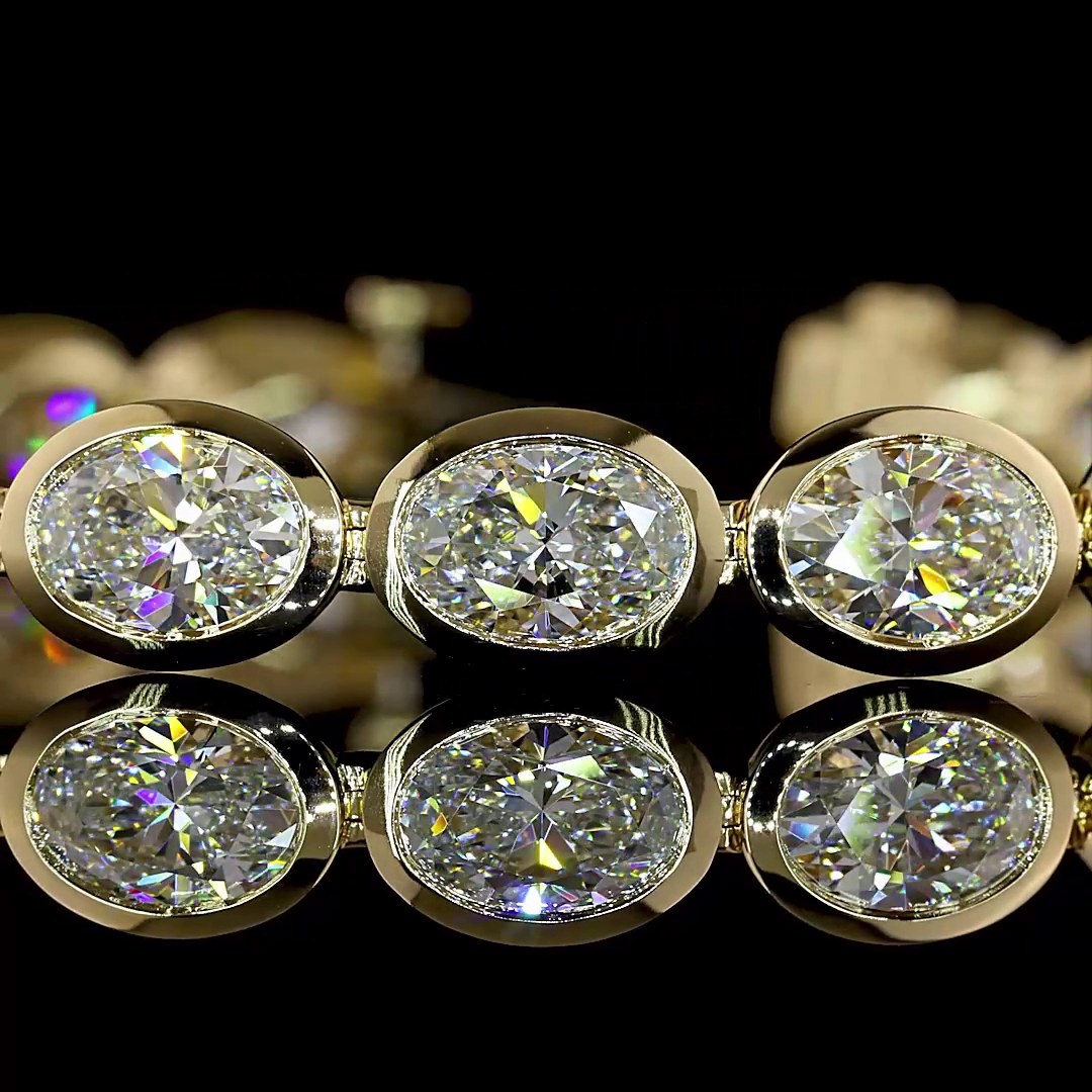 15.79 CTTW Oval Lab Diamond Tennis Bracelet (E Color and VS1 Clarity)
