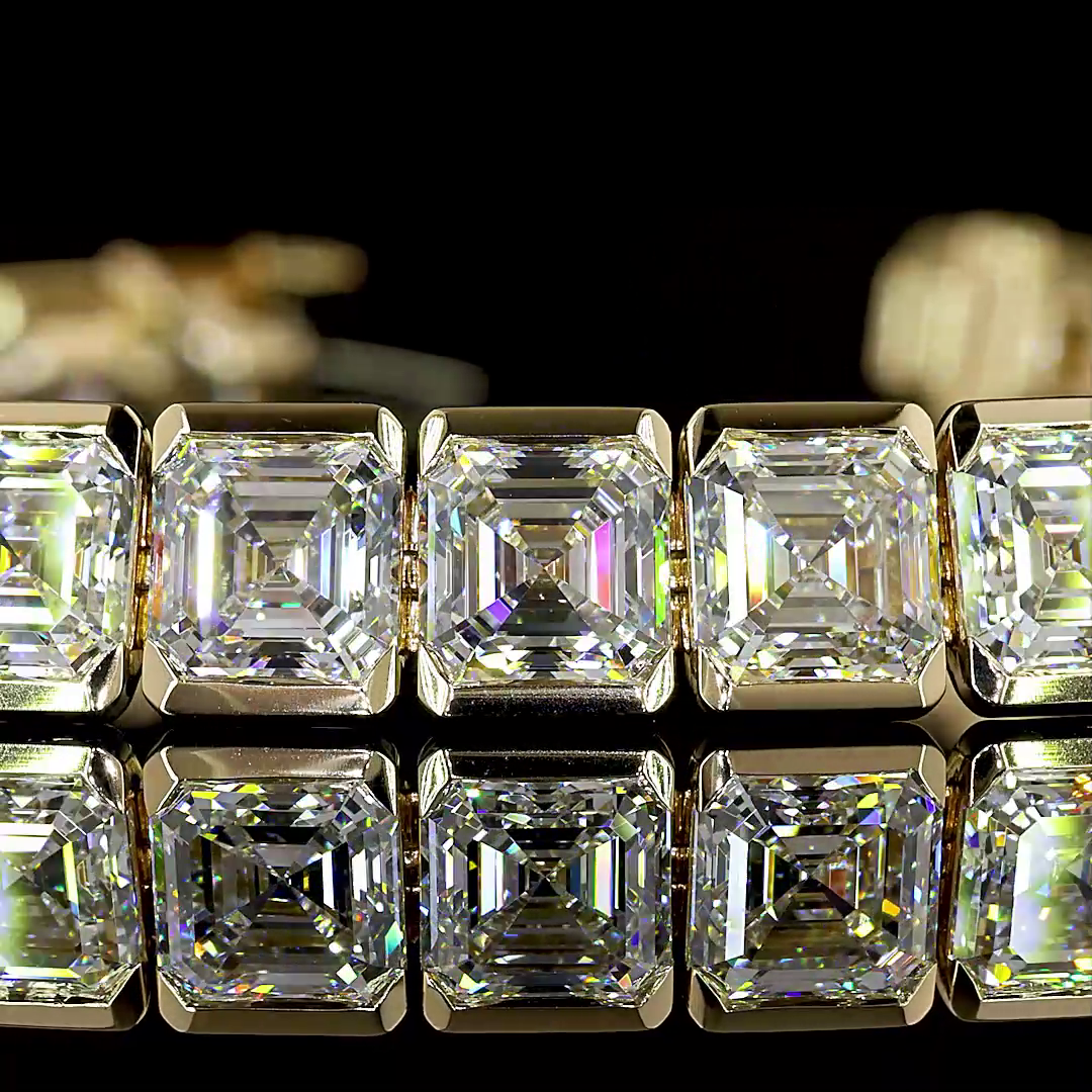 36.98 CTTW Asscher Lab Diamond Tennis Bracelet (D Color and VVS2 Clarity)