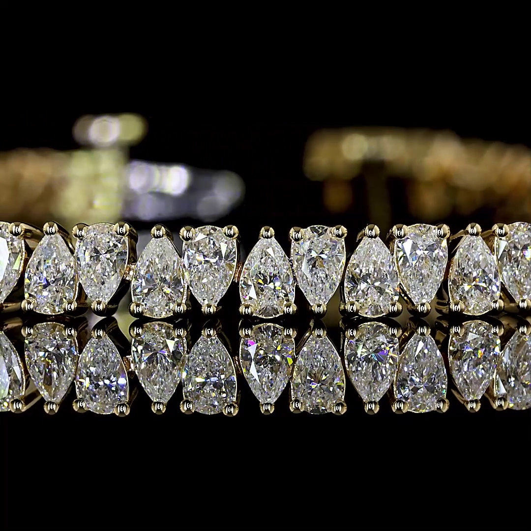 4.87 CTTW Pear Lab Grown Diamond Tennis Bracelet 7" (E Color and VS1 Clarity)