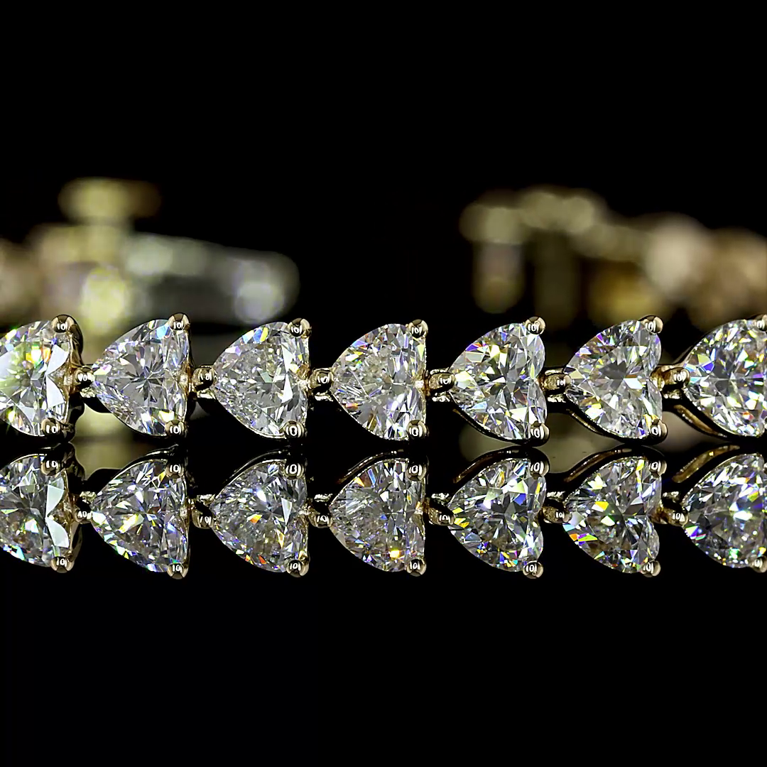 5.39 CTTW Heart Lab Diamond Tennis Bracelet (E Color and VS Clarity)