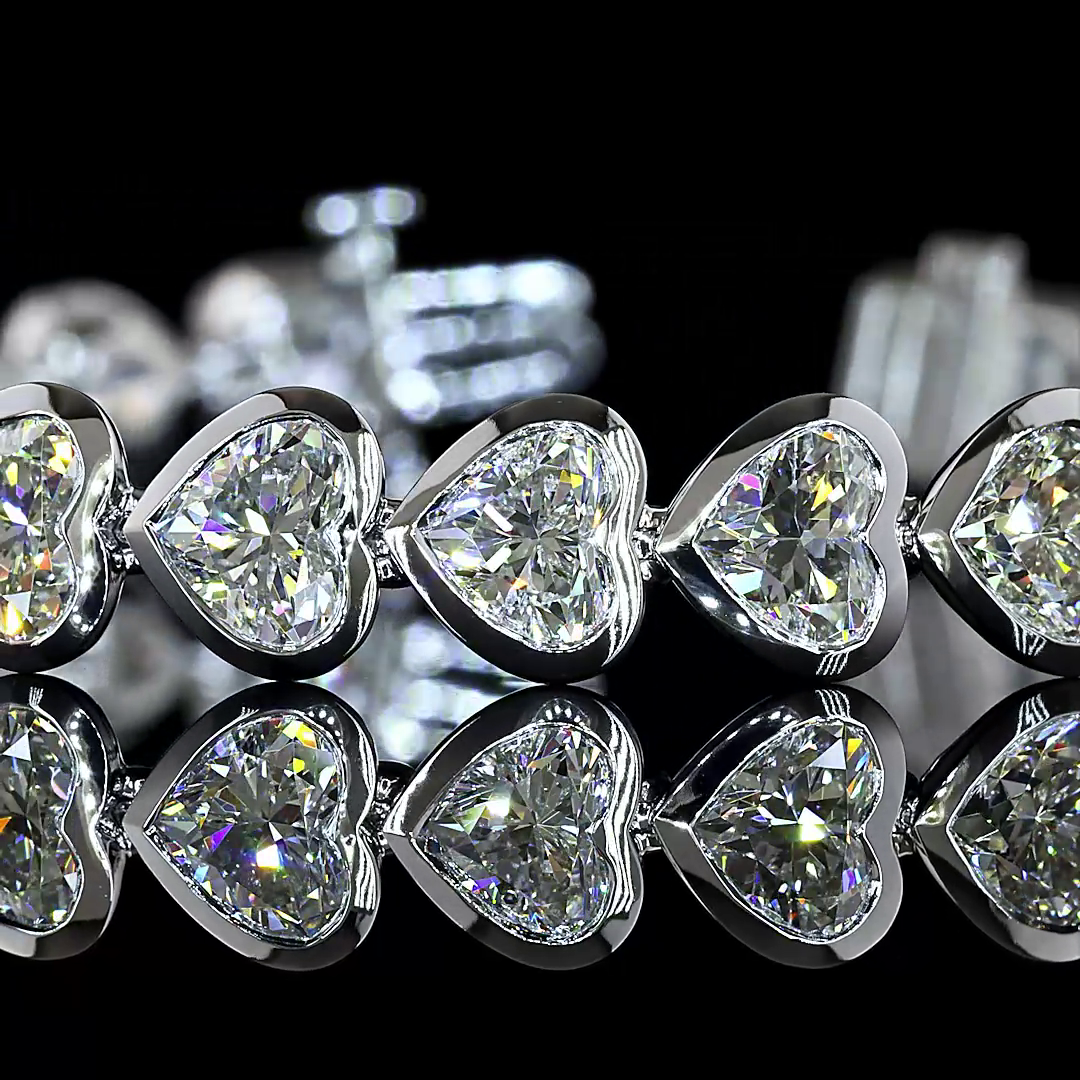 15.91 CTTW Heart Lab Diamond Tennis Bracelet (E Color and VS Clarity)