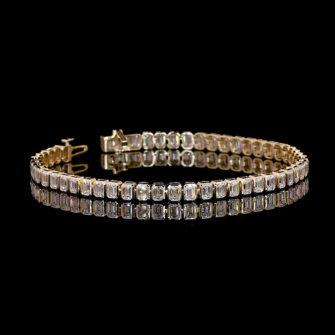 6.72 CTTW Emerald Lab Diamond Tennis Bracelet 6.75" 14k Yellow Gold F Color and VS2 Clarity jewelry-spot-usa