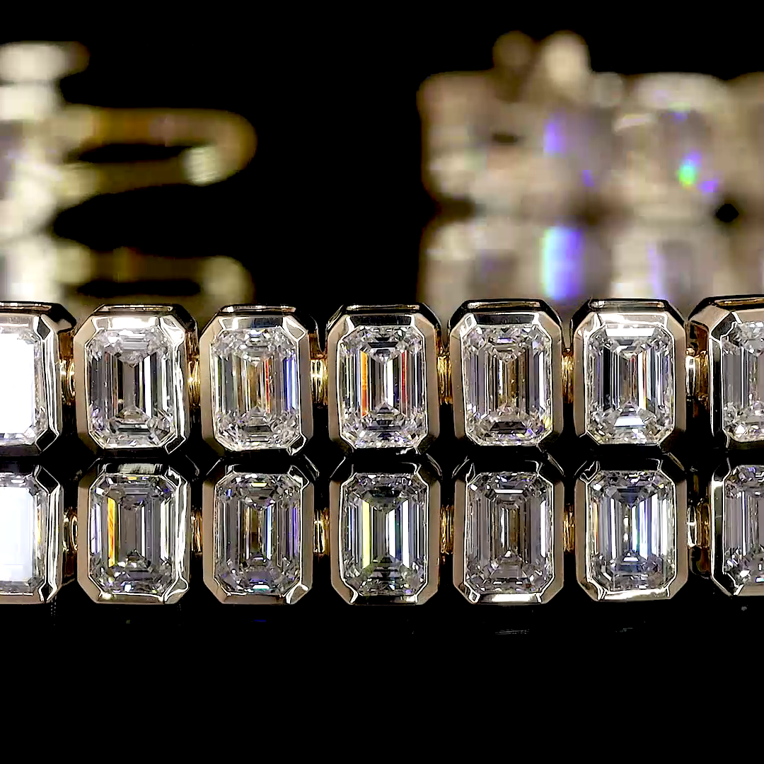 6.72 CTTW Emerald Lab Diamond Tennis Bracelet 6.75" 14k Yellow Gold F Color and VS2 Clarity jewelry-spot-usa