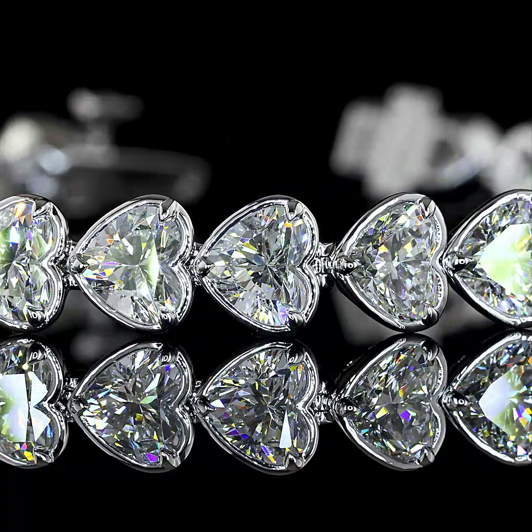 12.14 CTTW Heart Lab Diamond Tennis Bracelet (E Color and VS1 Clarity)