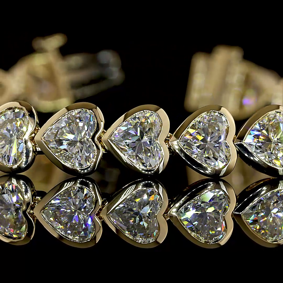 12.41 CTTW Heart Lab Diamond Tennis Bracelet (E Color and VS1 Clarity)