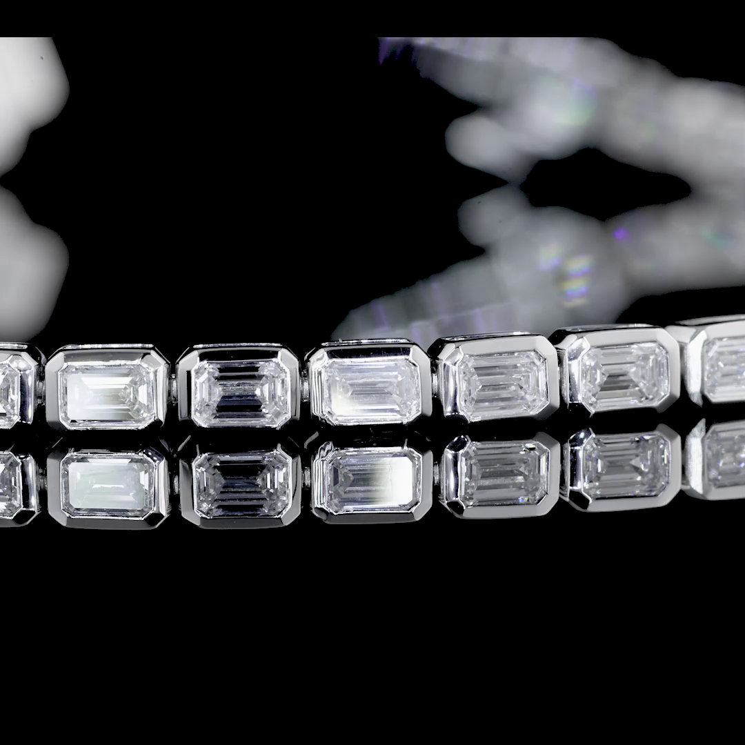 3.57 CTTW Emerald Lab Diamond Tennis Bracelet 6.85" 14k White Gold (F Color and VS2 Clarity)