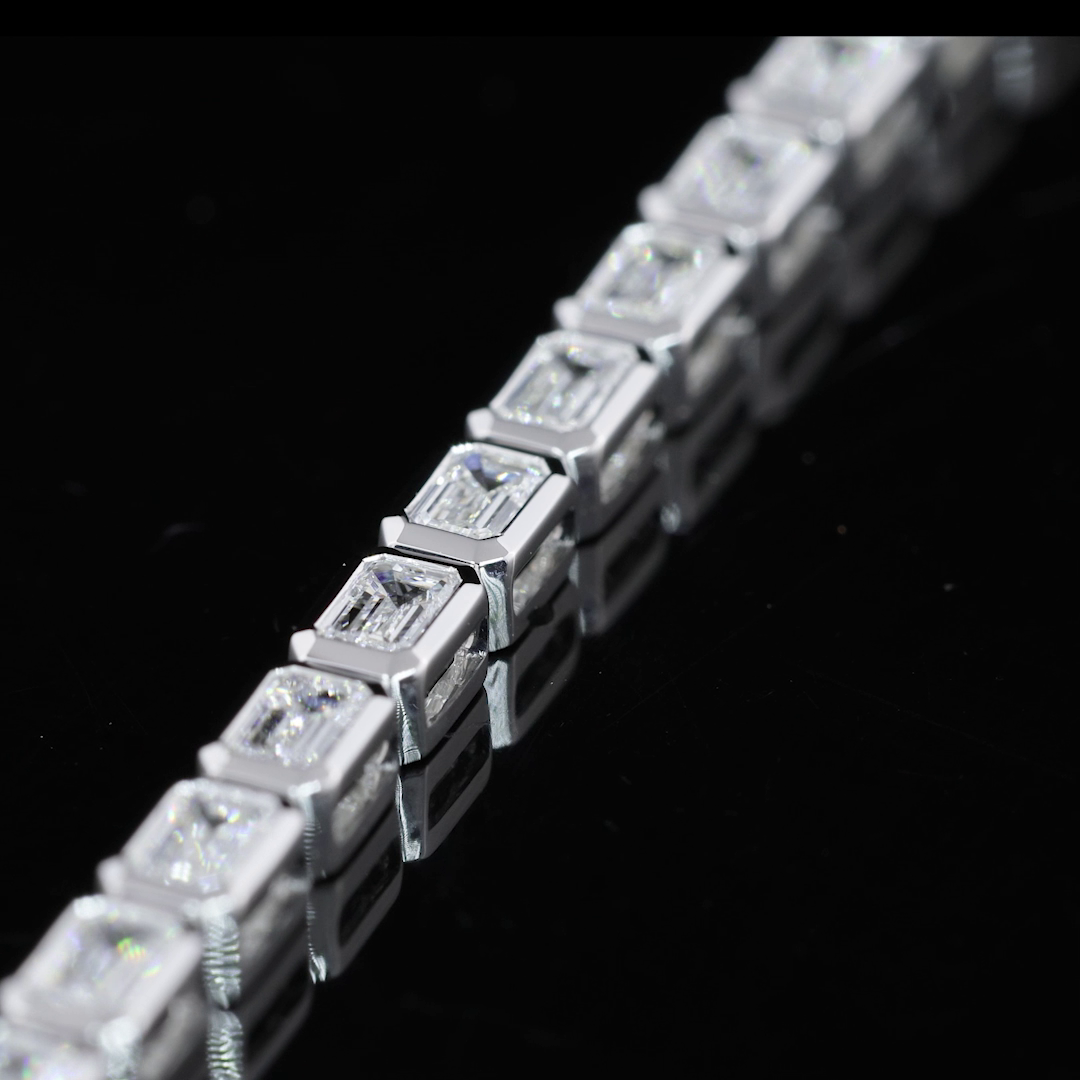 3.57 CTTW Emerald Lab Diamond Tennis Bracelet 6.85" 14k White Gold (F Color and VS2 Clarity)