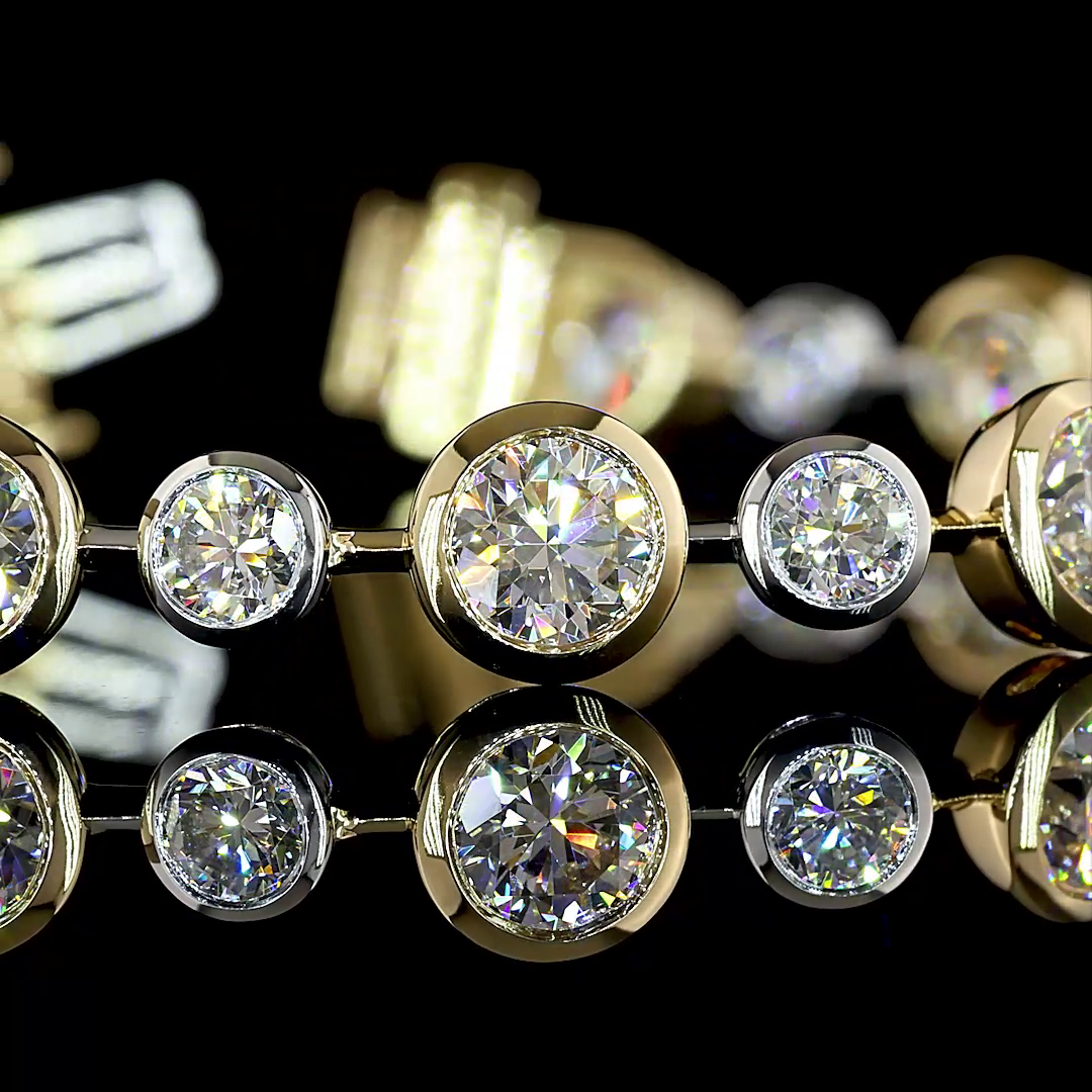 10.54 CTTW Round Lab Grown Diamond Station Bracelet 7" (E Color and VS1 Clarity)