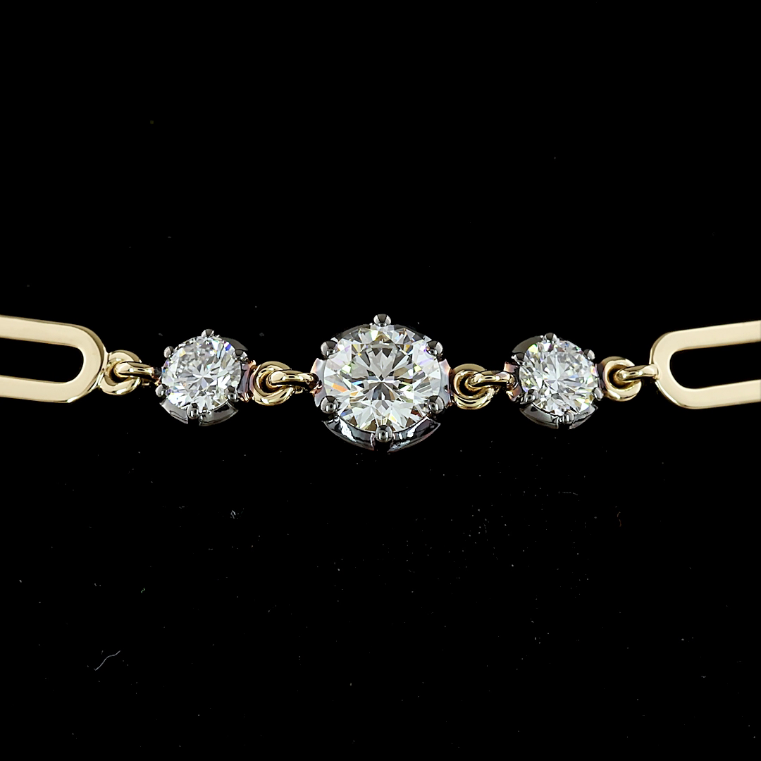 2.85 CTTW Round Lab Diamond Station Bracelet (E Color and VS1 Clarity)