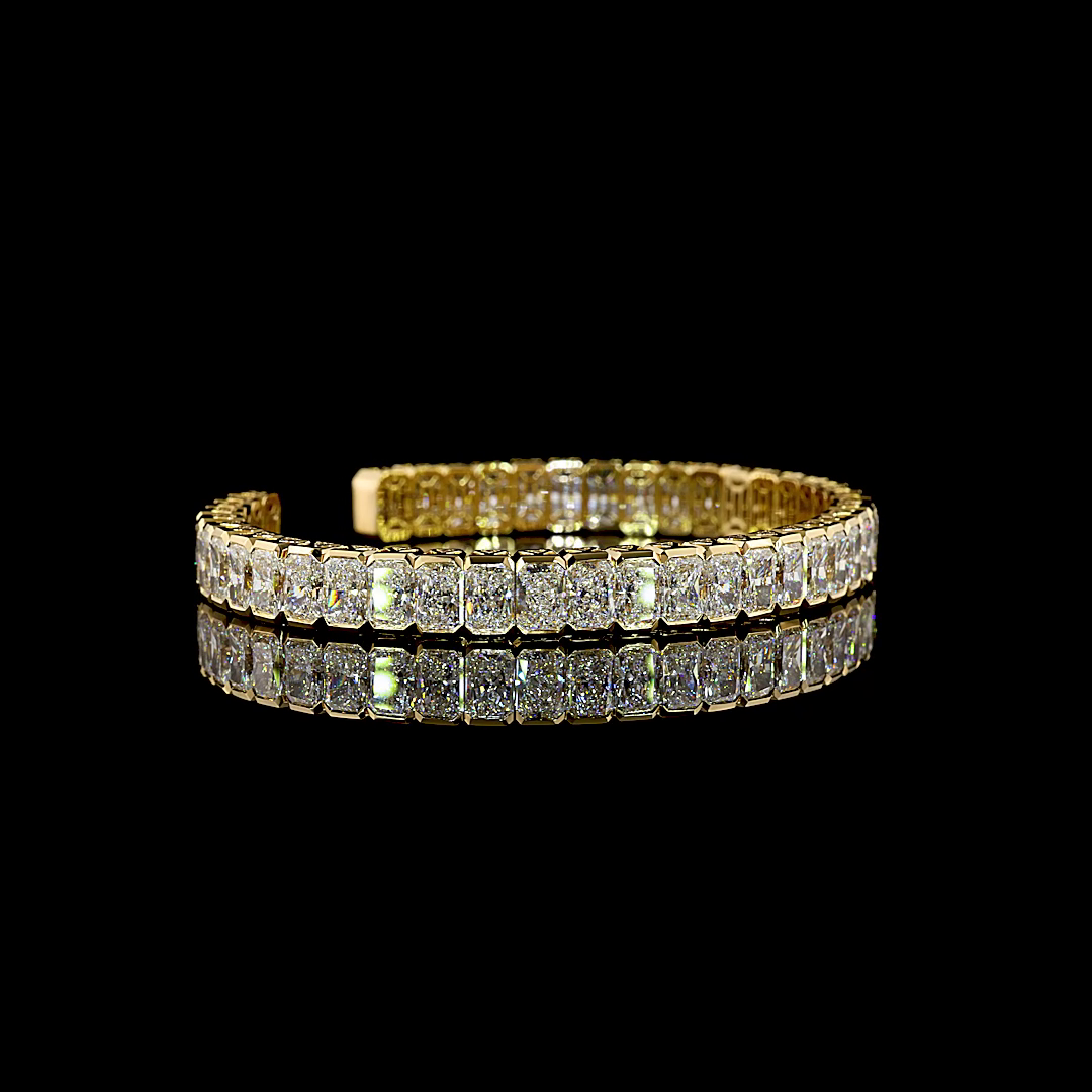 26.37 CTTW Radiant Lab Grown Diamond Bangles Bracelet (E Color and VS1 Clarity)