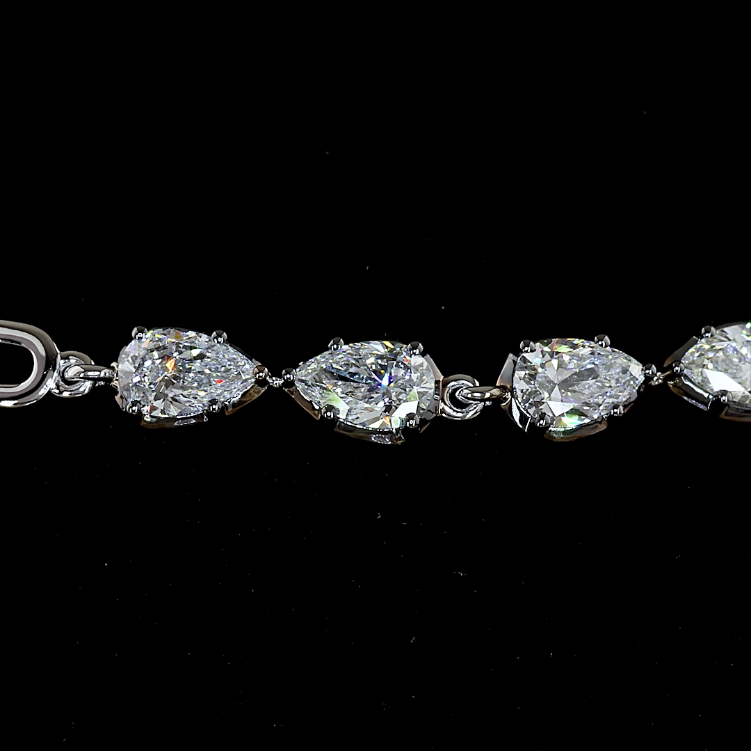 2.95 CTTW Pear Lab Diamond Station Bracelet (E Color and VS1 Clarity)