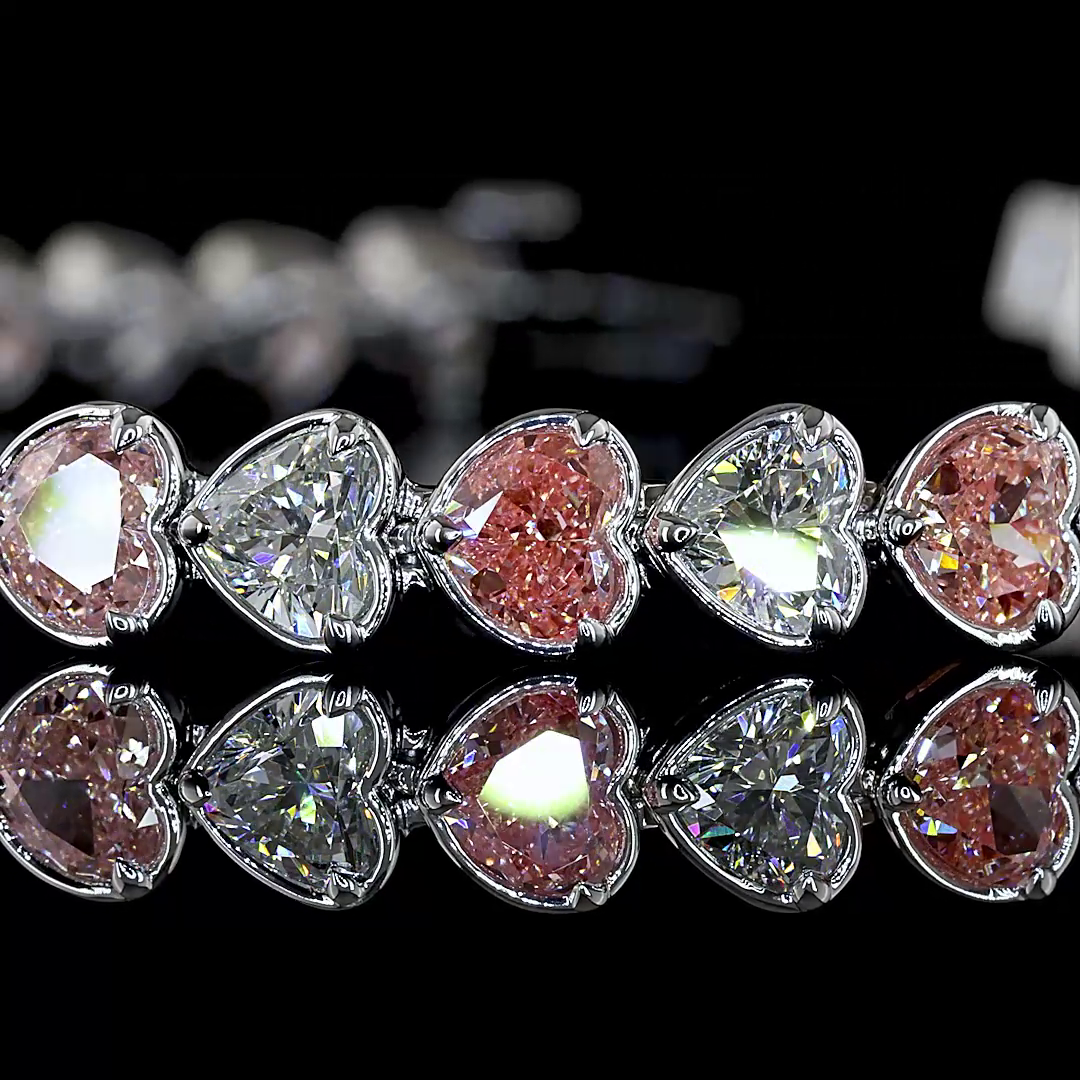 9.48 CTTW Heart Lab Diamond Tennis Bracelet (E Color and VS1 Clarity)