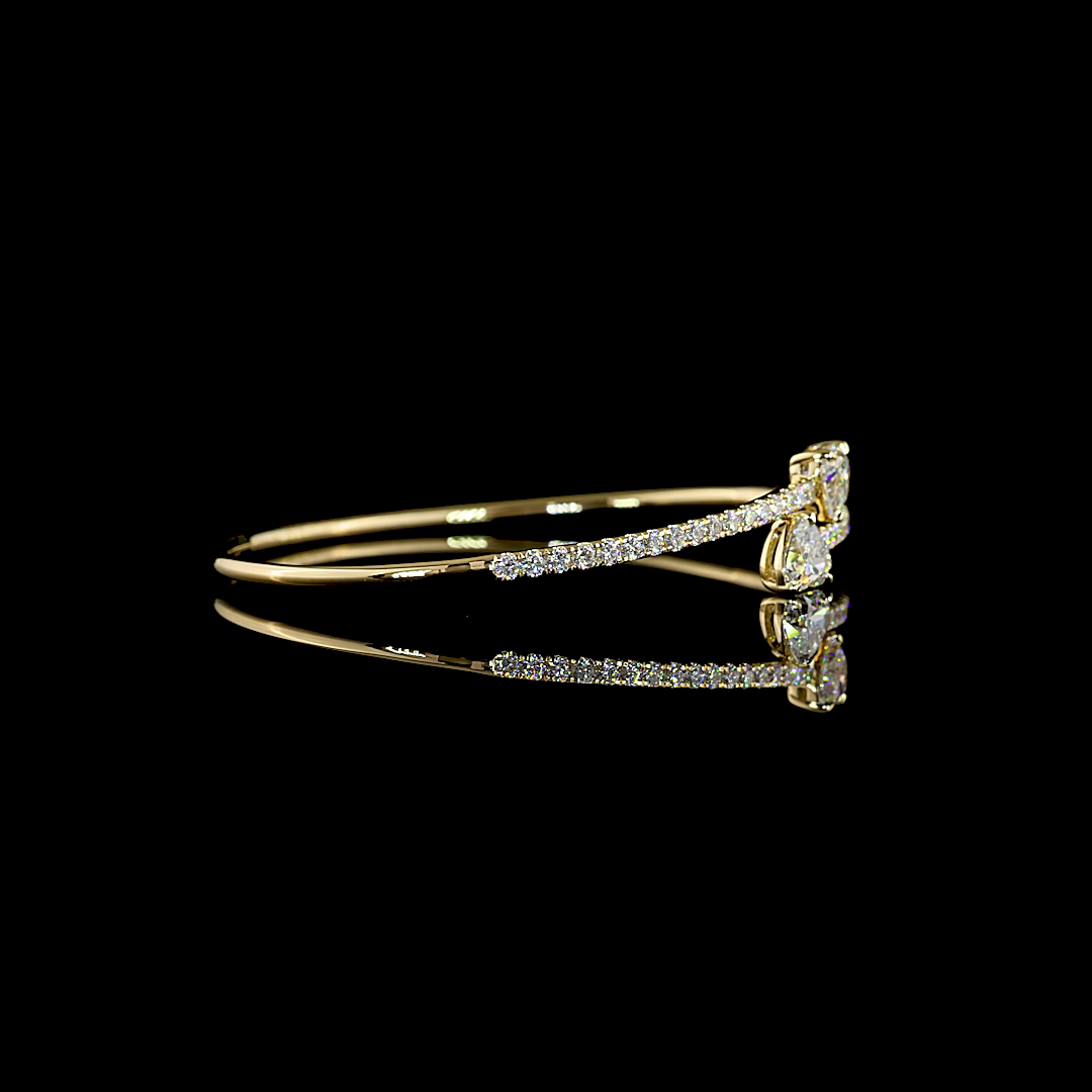 3.19 CTTW Heart Lab Grown Diamond Bangles Bracelet (E Color and VVS2 Clarity)
