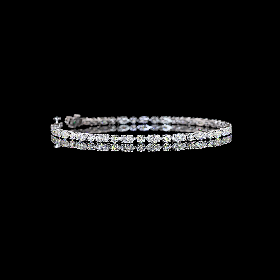 4.12 CTTW Marquise Natural Diamond Tennis Bracelet 7" (H Color and SI Clarity)