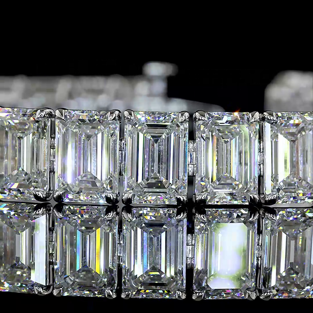 36.23 CTTW Emerald Lab Grown Diamond Tennis Bracelet 7" (E/F Color and VS1/VVS2/VS2 Clarity)