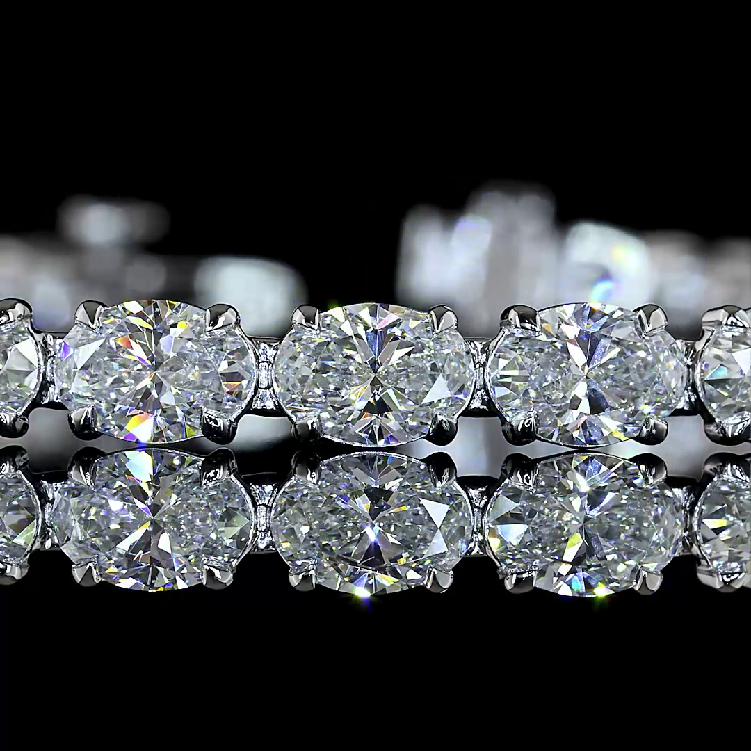 10.27 CTTW Oval Lab Grown Diamond Tennis Bracelet 7" (E Color and VS1 Clarity)