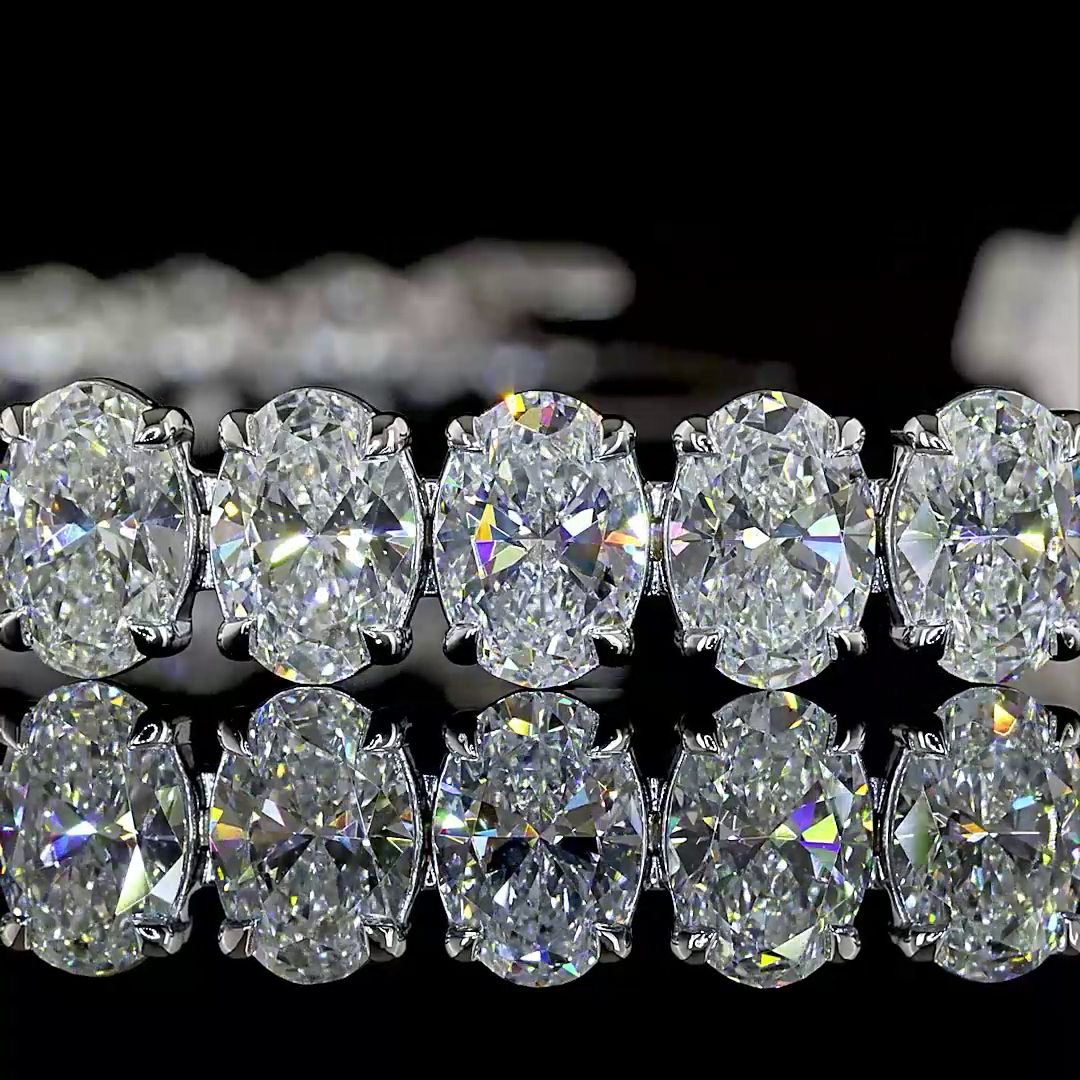 16.05 CTTW Oval Lab Diamond Tennis Bracelet (E Color and VS1 Clarity)