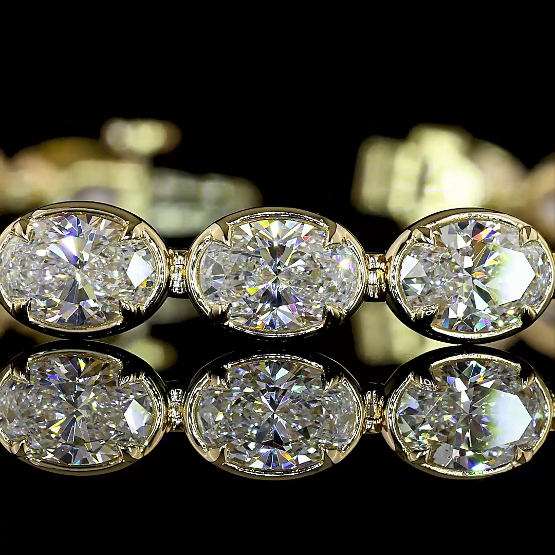 10.81 CTTW Oval Lab Diamond Tennis Bracelet (E Color and VS1 Clarity)