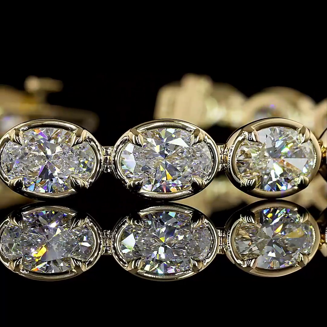15.48 CTTW Oval Lab Diamond Tennis Bracelet (E Color and VS1 Clarity)