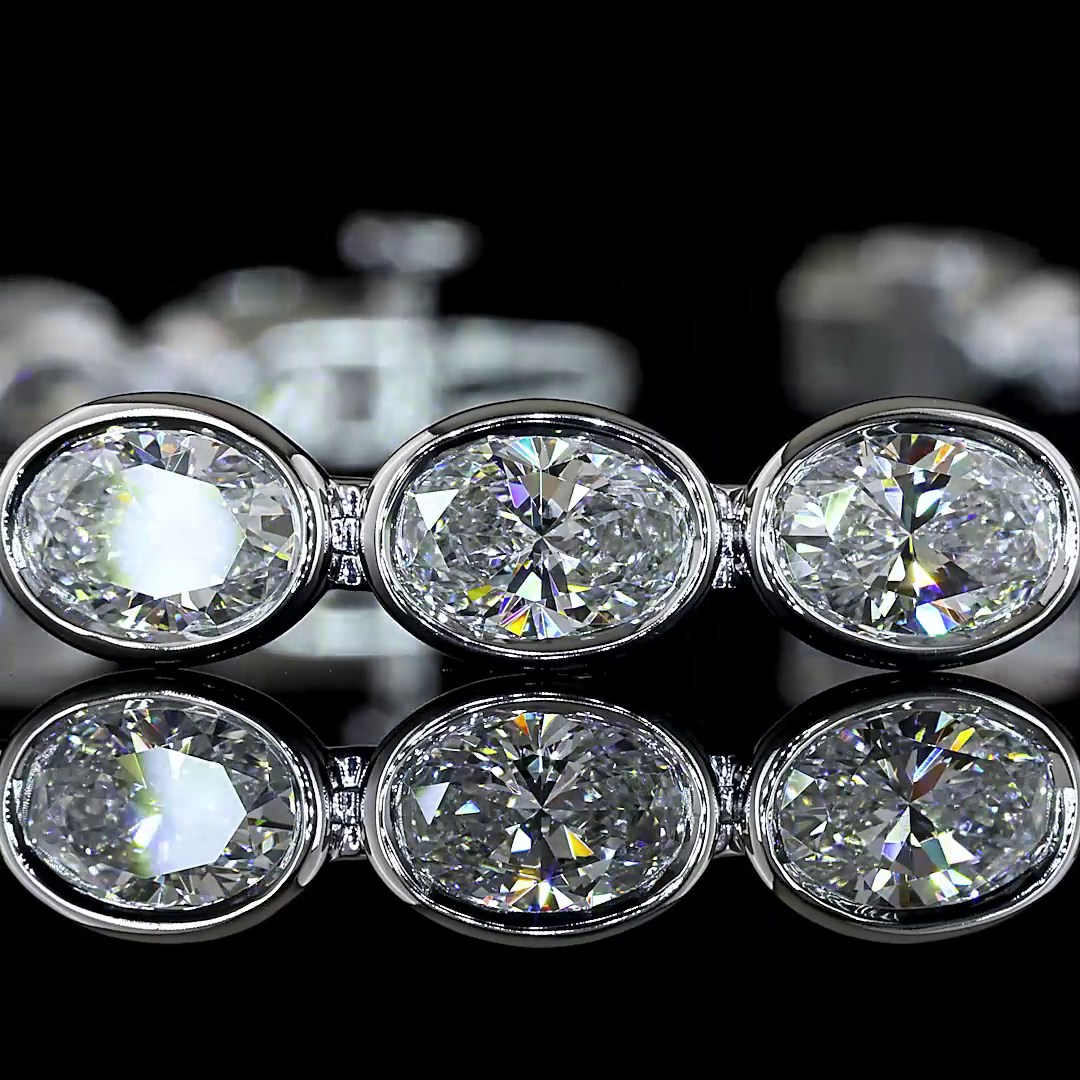 12.11 CTTW Oval Lab Grown Diamond Tennis Bracelet 7" (E Color and VS1 Clarity)