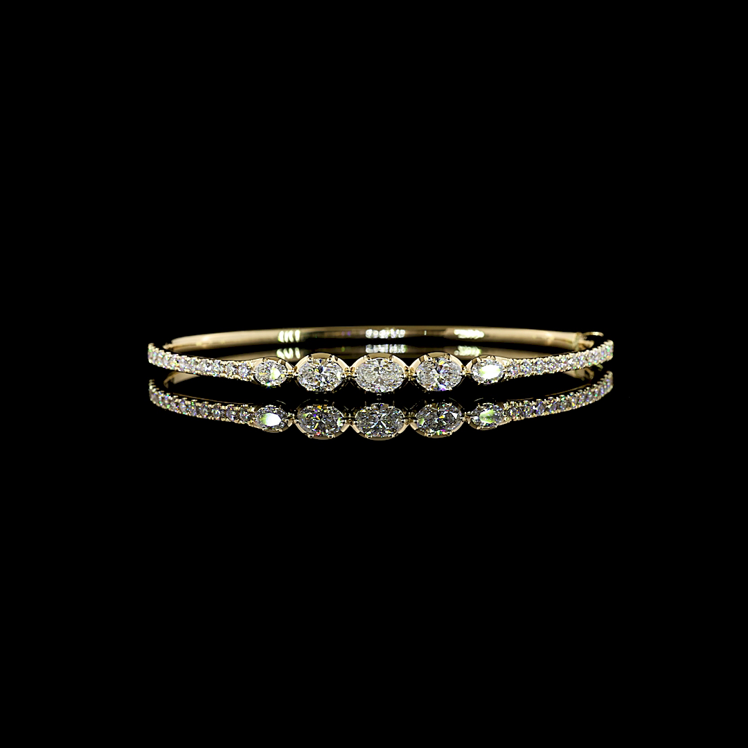 2.46 CTTW Oval Lab Grown Diamond Bangles Bracelet (E Color and VS1 Clarity)