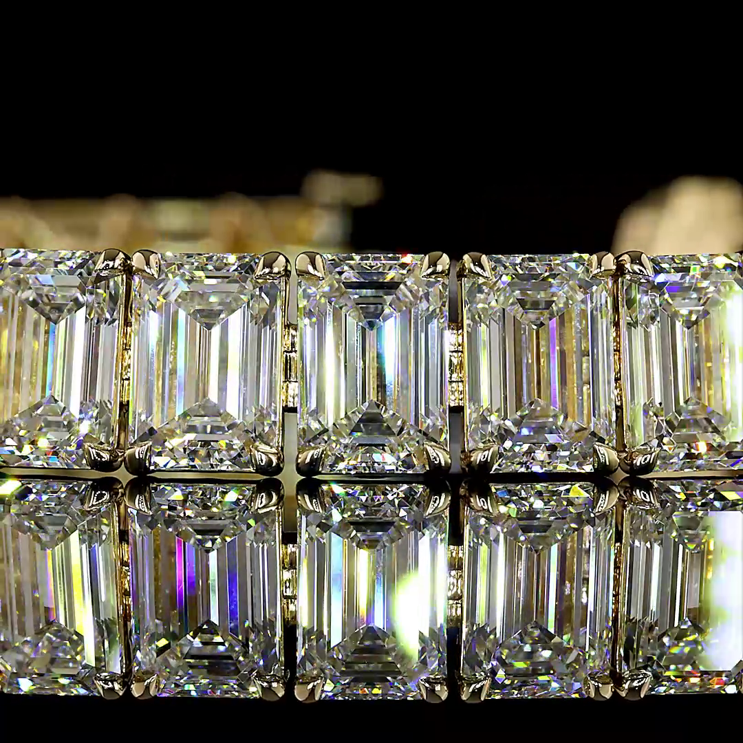 36.61 CTTW Emerald Lab Diamond Tennis Bracelet (F Color and VS1 Clarity)